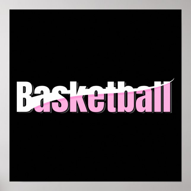 Poster Basket-ball Abstrait Swish - Girly Word Art (Devant)