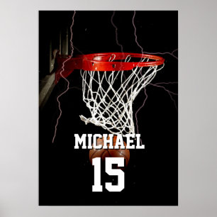 Poster Basket-ball Ajoutez votre nom et numéro