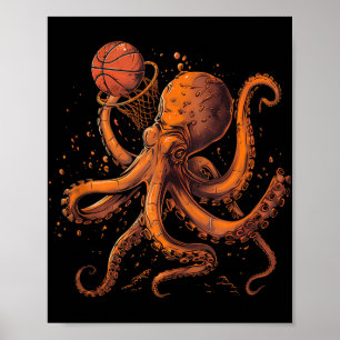 Poster Basket-ball Animal Art Octopus Basketball Lover Dr