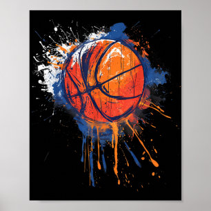 Poster Basket-ball Aquarelle Dessin Armoire Basket-ball L