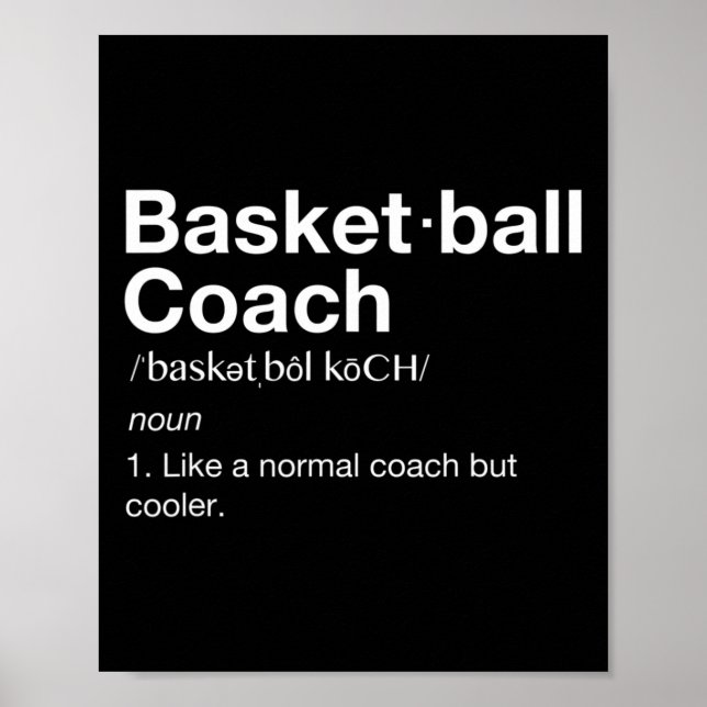 Poster Basket-ball Coach Cadeau Fun Basketball Définition (Devant)