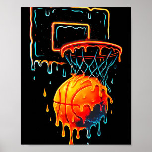 Poster Basket-ball coloré goutte couleur Splash Hoop Net