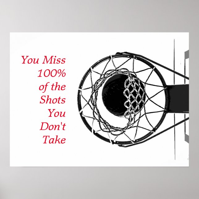 Poster Basket-ball de devis motivationnel (Devant)