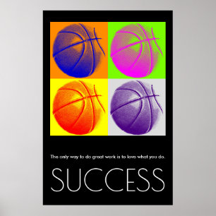 Poster Basket-ball de motivation de succès d'art de brui