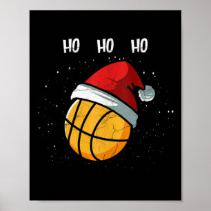 Poster Basket-ball de Noël Santa Hat Basket Pl