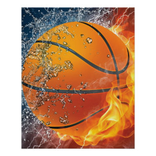 Poster Basket-ball en feu