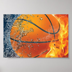 Poster Basket-ball en feu