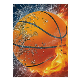 Poster Basket-ball en feu