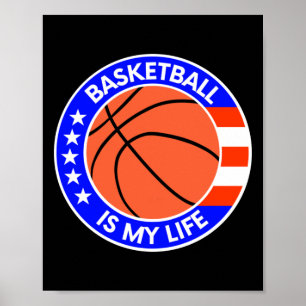 Poster Basket-ball est ma vie est la vie États-Unis Drape