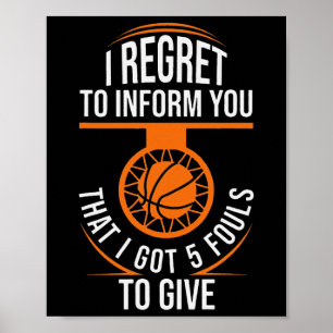 Poster Basket-Ball Fouls Citer Funny Basketball 5 Foul Ch