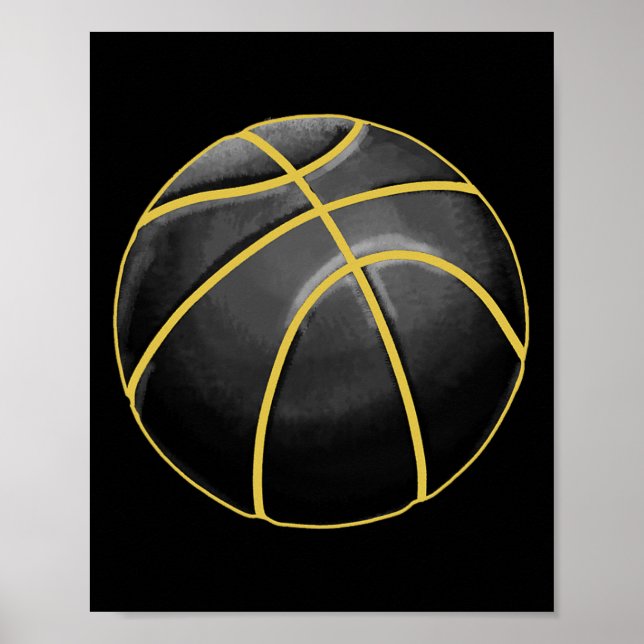 Poster Basket-ball Illustration Black Gold Ball Design St (Devant)