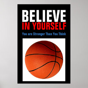 Poster Basket-ball motivationnel Croyez en vous-même