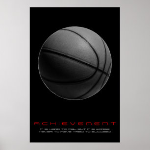 Poster Basket-ball noir blanc motivationnel