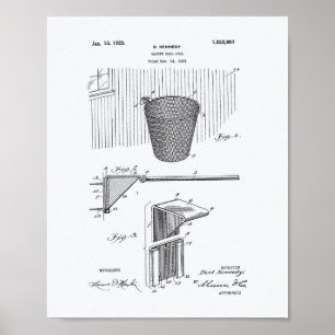 Poster Basket-ball Objectif 1925 Brevet Art Livre blanc