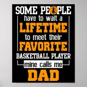 Poster Basket-ball Papa Joueur favori à vie Père D