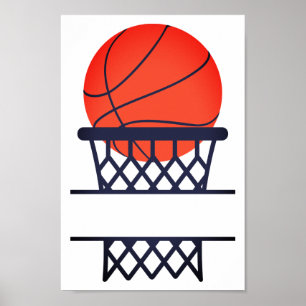 Poster Basket-Ball Personnalisé Et Monogramme De Fraction