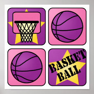 Poster Basket-ball rose