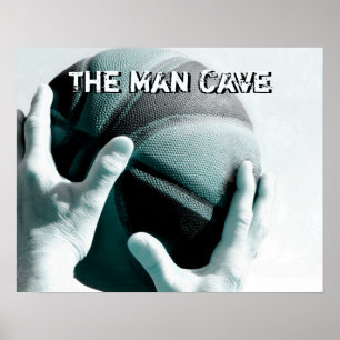 Poster Basket-ball vintage la CAVERNE d'HOMME