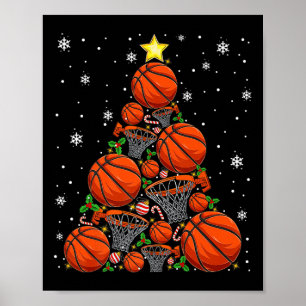 Poster Basket-ball Xmas Tree Lights Père Noël Basket-ball