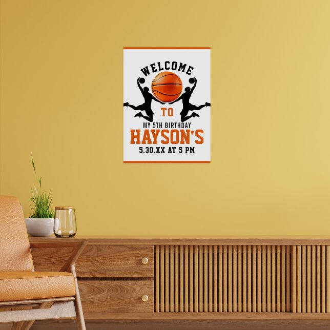 Poster Basket orange Boy 5E fête d'anniversaire (Salon 2)