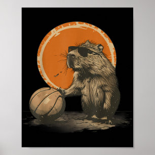 Poster Basketball Animal Art Basketball Lover Dessin Casq