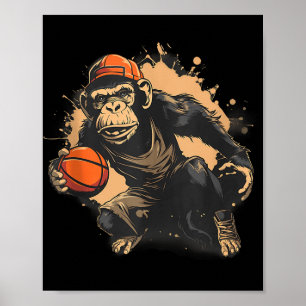 Poster Basketball Animal Art Nature Basketball Hotte Monk