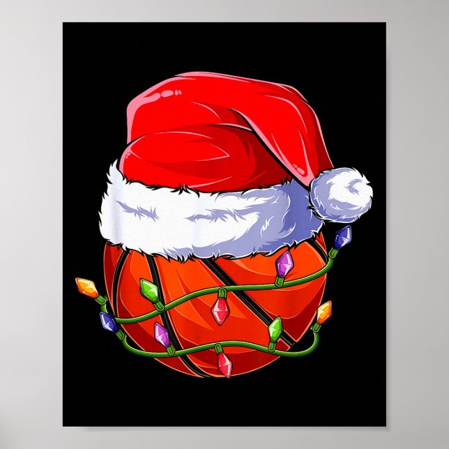 Poster Basketball Christmas Boy Apparel, Funny Santa Srt  (Devant)