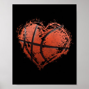 Poster Basketball Coeur Heureuse Sainte-Valentin Basketba