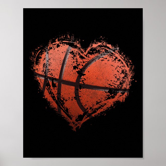 Poster Basketball Coeur Heureuse Sainte-Valentin Basketba (Devant)