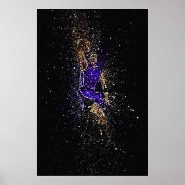Poster Basketball dunk glitter (Devant)