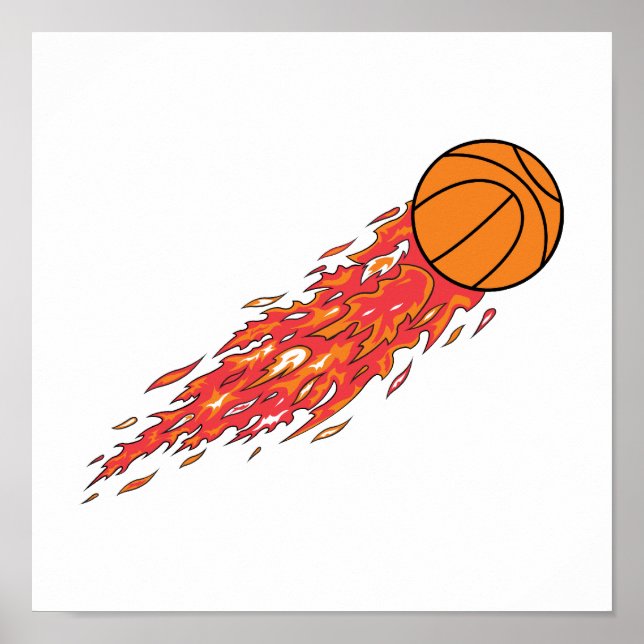 Poster basketball en feu (Devant)