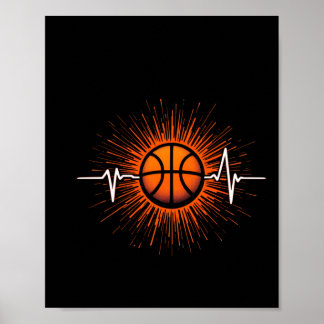Poster Basketball Heartbeat - Amour Pour Le Jeu Tee