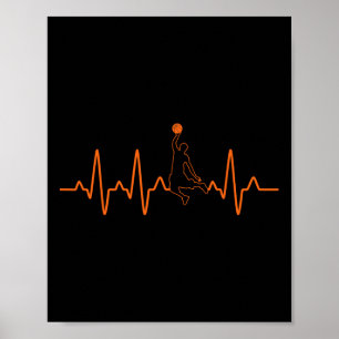 Poster Basketball Heartbeat Player Ball Cadeau pour les h