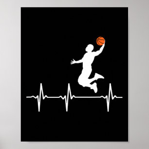 Poster Basketball Heartbeat pour hommes et garçons