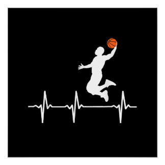 Poster Basketball Heartbeat pour hommes et garçons