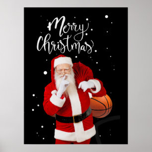 Poster Basketball Joyeux Noël avec le Père Noël