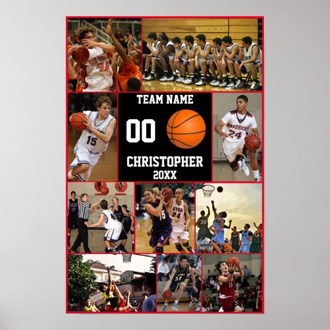 Poster Basketball Photo Collage Team Fin de saison Keepsa (Devant)