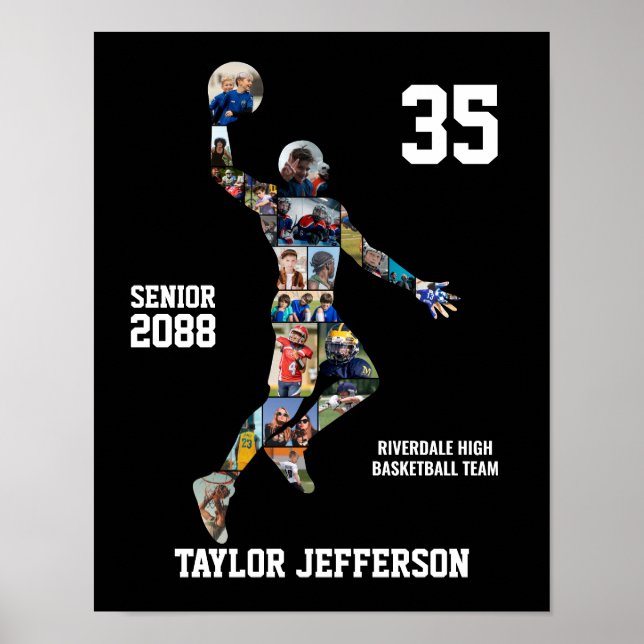 Poster Basketball Player Sports Photo Collage Senior (Devant)