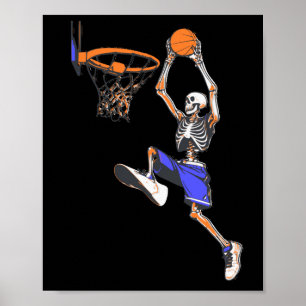 Poster Basketball Slam Dunk Skeleton Halloween