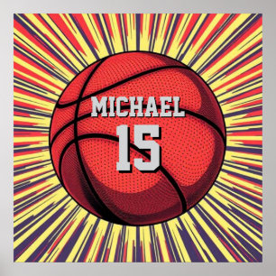 Poster Basketball Votre Nom Pop Art