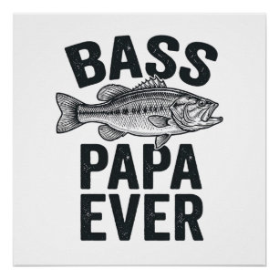 Poster Bass Papa Ever Vintage Fishing Dad Shirt Design_1