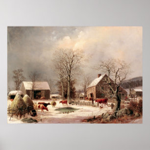 Poster Basse cour en hiver