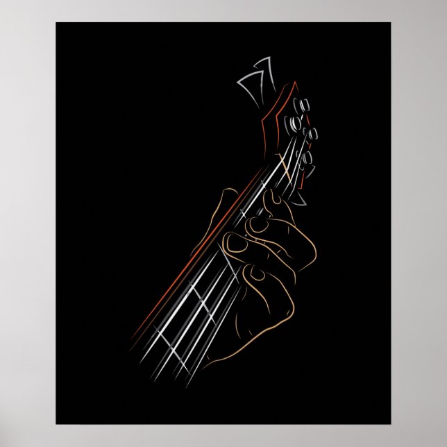 Poster Basse Guitare Lecteur Musique Guitariste Musicien  (Devant)