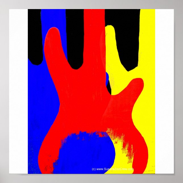 Poster Basse Guitare Peinture Abstraite Couleurs vives (Devant)
