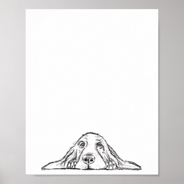 Poster basset blanc (Devant)
