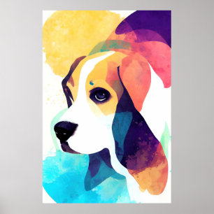 Poster Basset Hound Chien Nature sauvage Animal Peinture 
