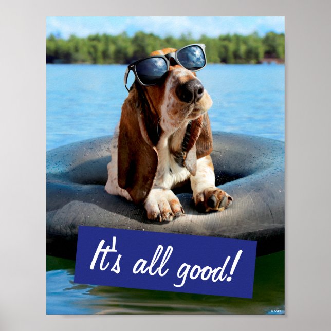 Poster Basset Hound Dans Les Lunettes De Soleil (Devant)