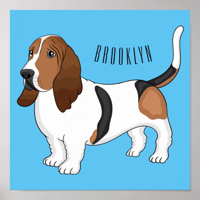 Poster Basset hound dessin de chien (Devant)