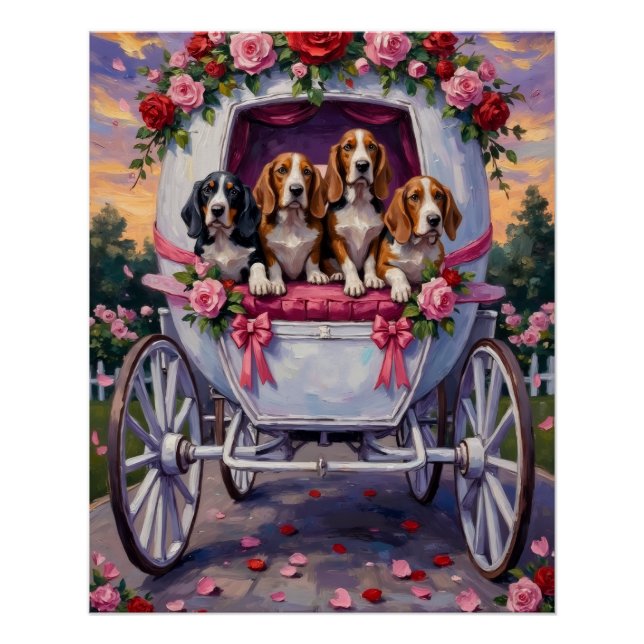 Poster Basset Hound Dog Valentine's Day  (Devant)