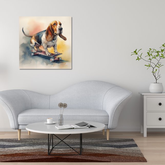 Poster Basset Hound équitation skateboard (Créateur téléchargé)